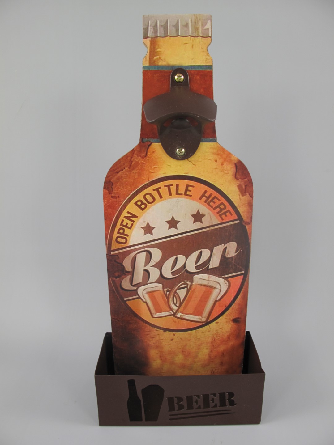 Wandschild/offner Holz/Eisen H.37x16cm