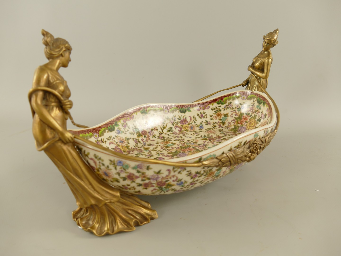 Schale FARBE Porzellan/Messing L.40x21cm