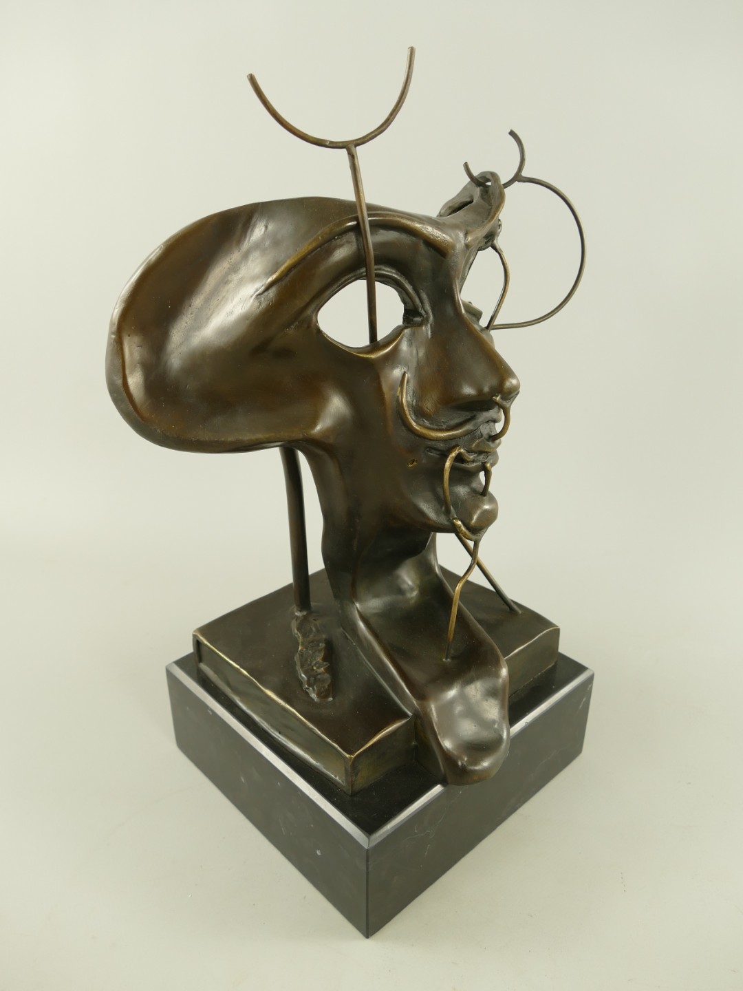 Figur Bronze Salvador Dalí Stil Maske H.40cm