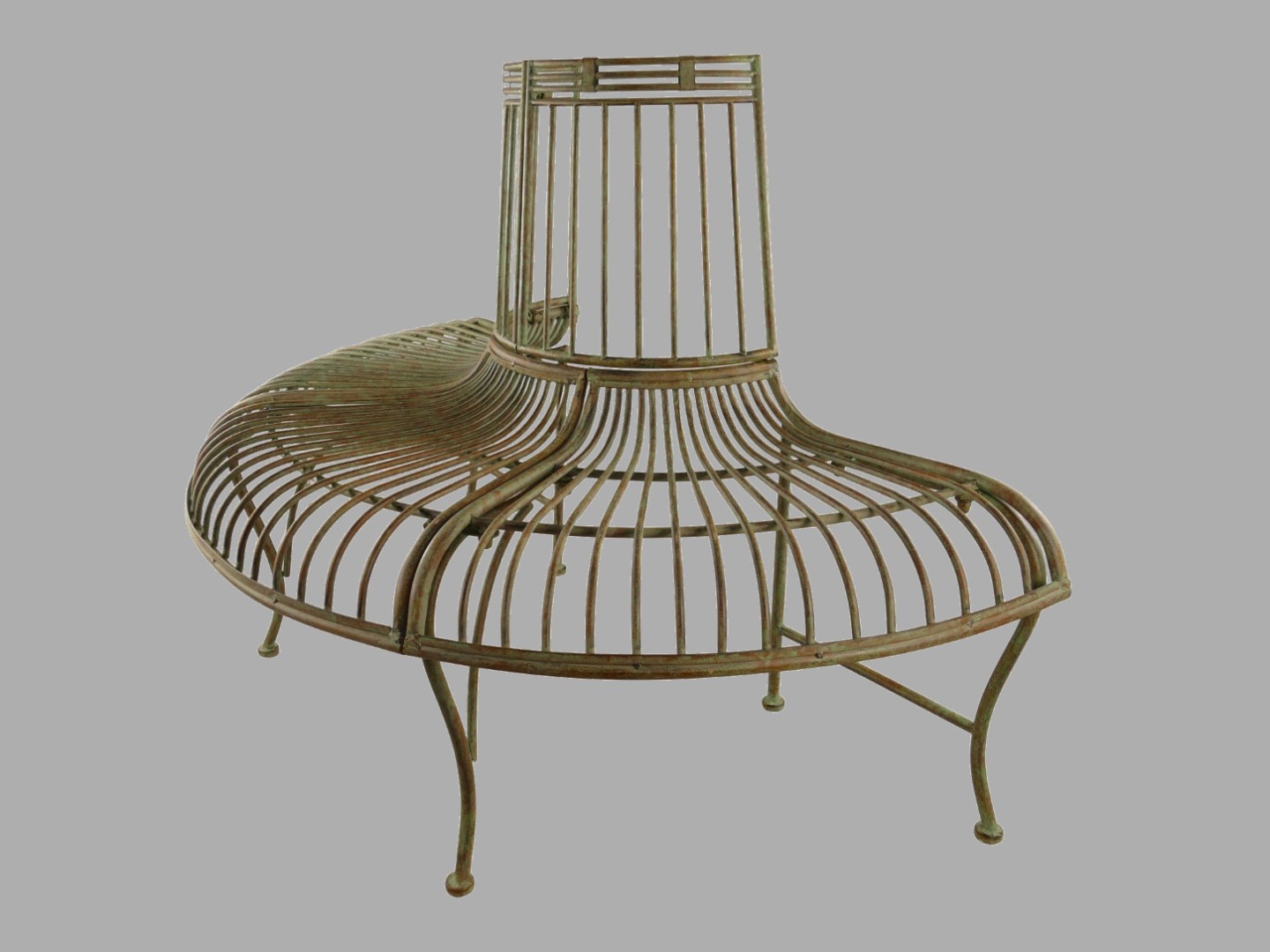 Baumbank 1/2 Eisen rustikal Grün L.135x87cm