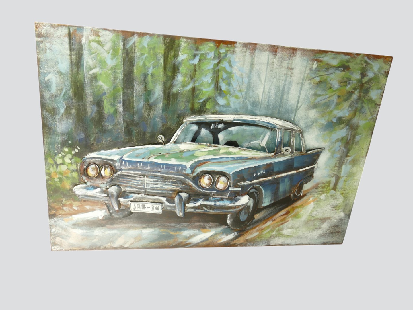 (*) Metallbild (3D) Eisen auto L.120x80cm
