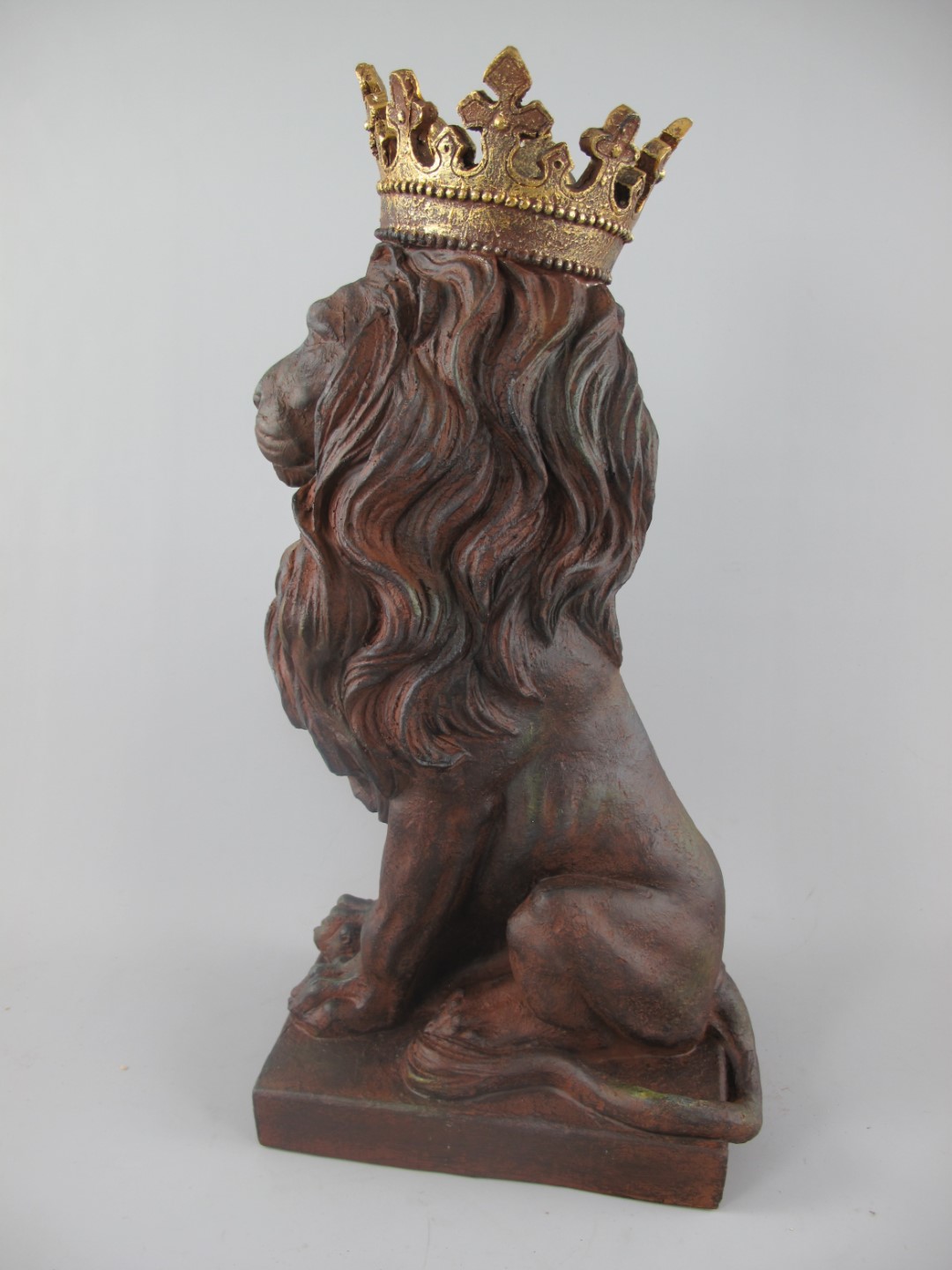 Löwe Polystein rustikal braun farbig H.58x20cm