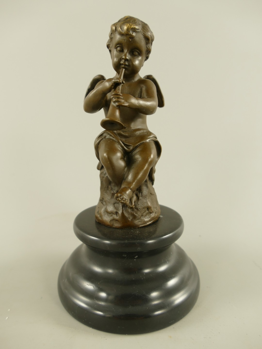 Figur Bronze Engel mit Trompete  H.18x10cm