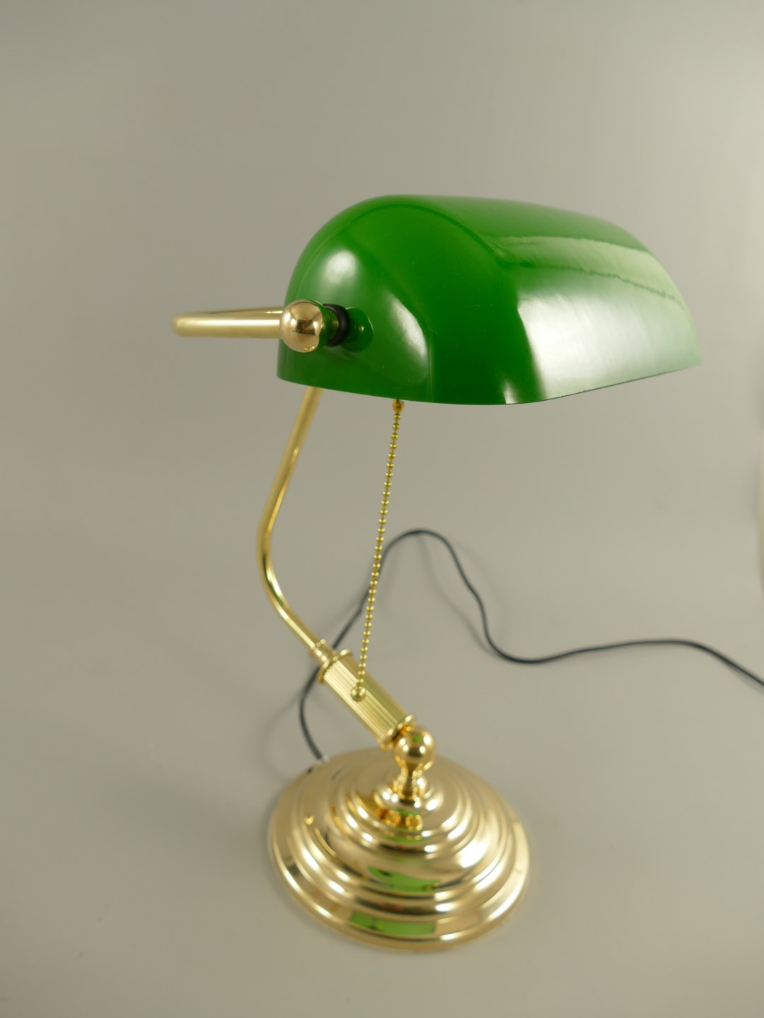 Bankerslamp Messing Glas grün H.38x27cm