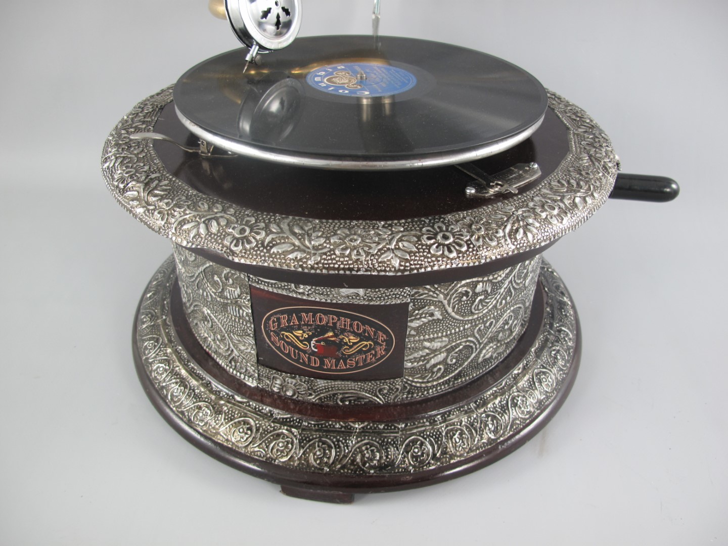 Grammophon GRAVUUR vern./Holz rund(Deko) H.70cm