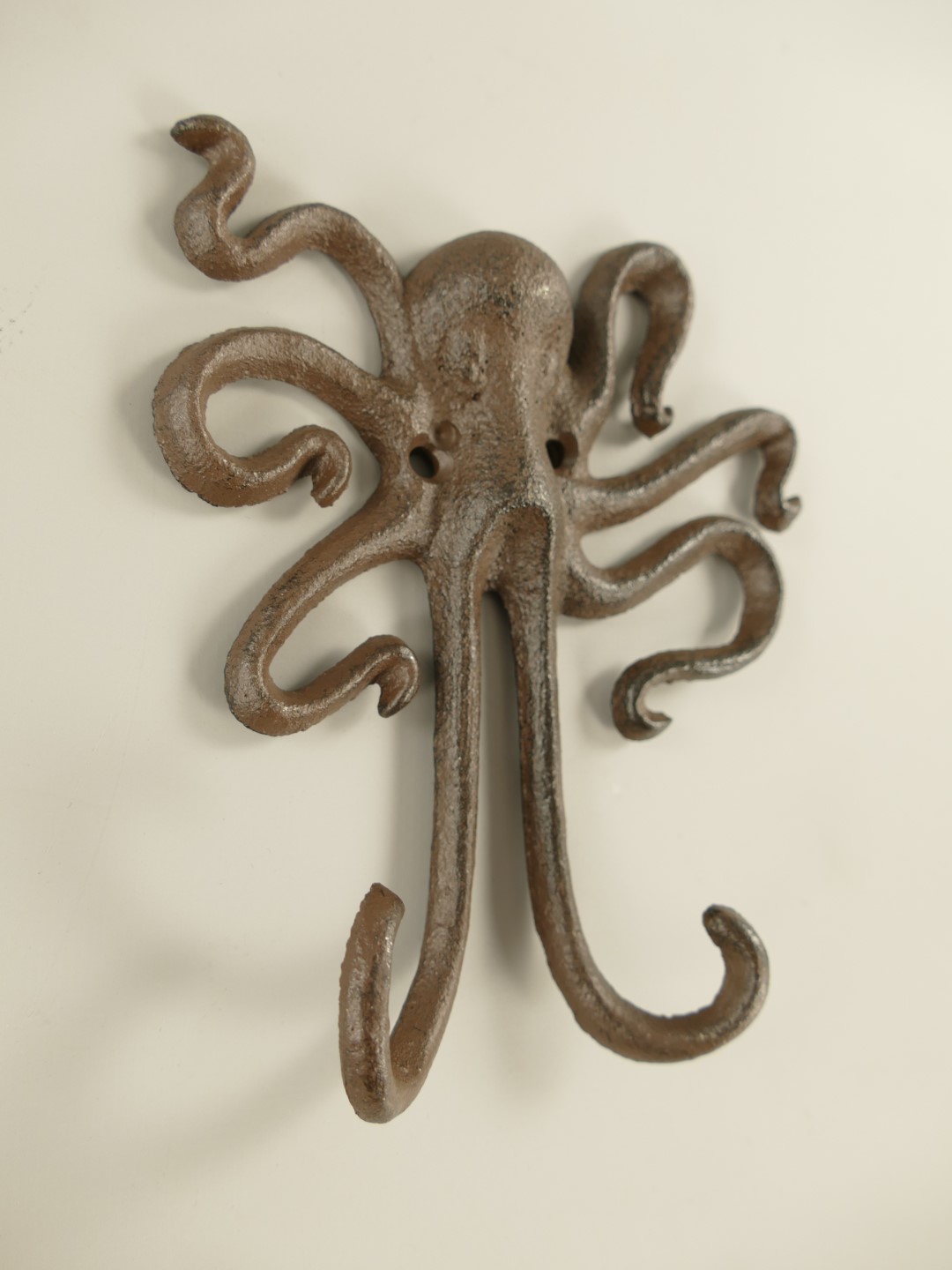 Wandhaken Oktopus Gußeisen rustikal braun H.15cm