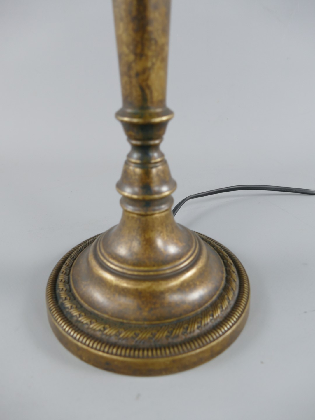 Pilzlampe Messing brün.(Glas farb. grün) H.40cm
