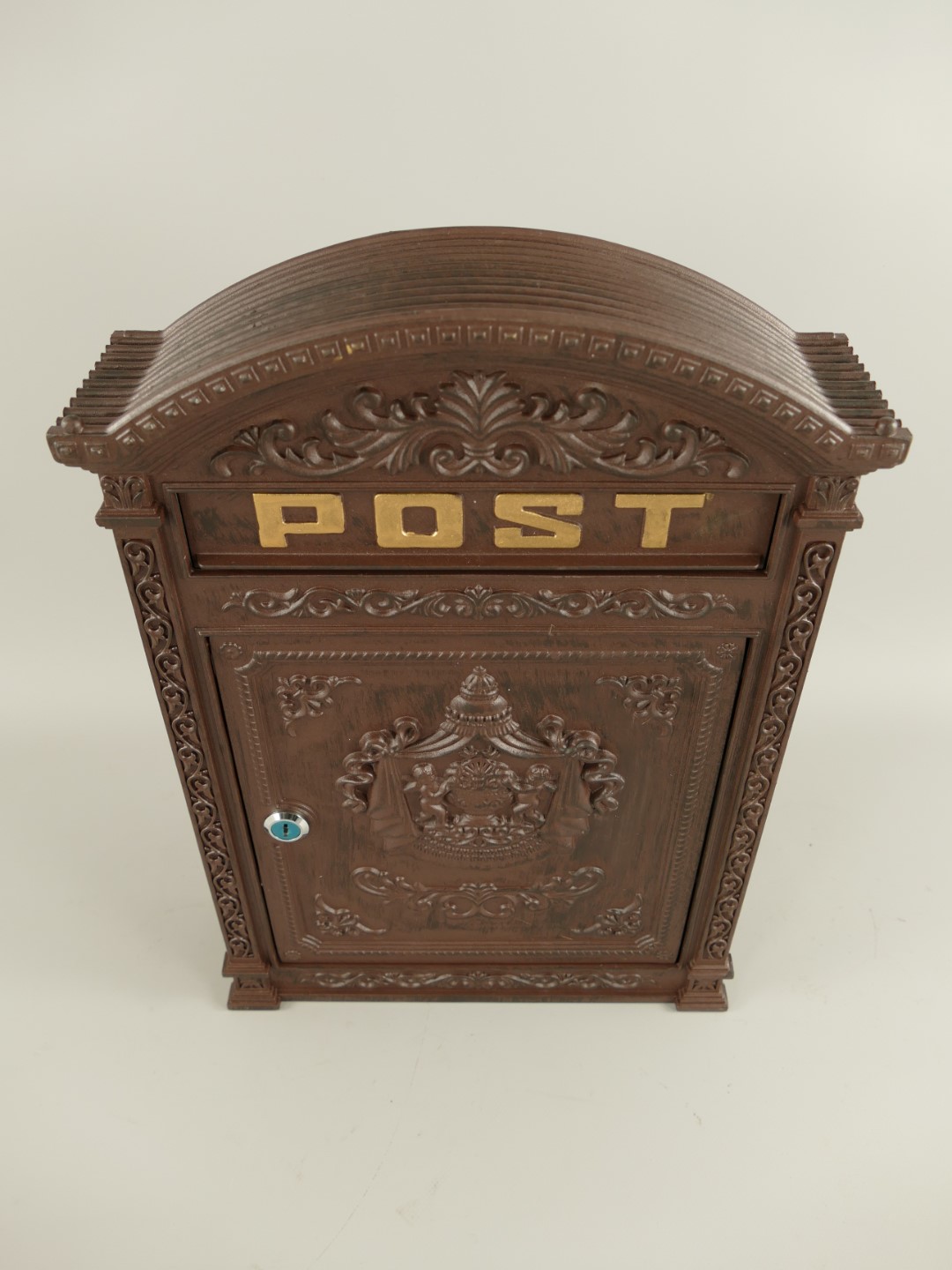 Wandbriefkasten Alu/eckig rustikal braun H.45cm
