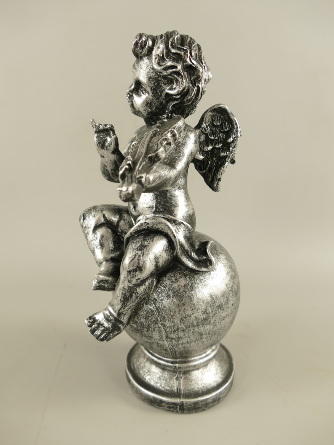 Engel Polystein Silber farbig H.30cm
