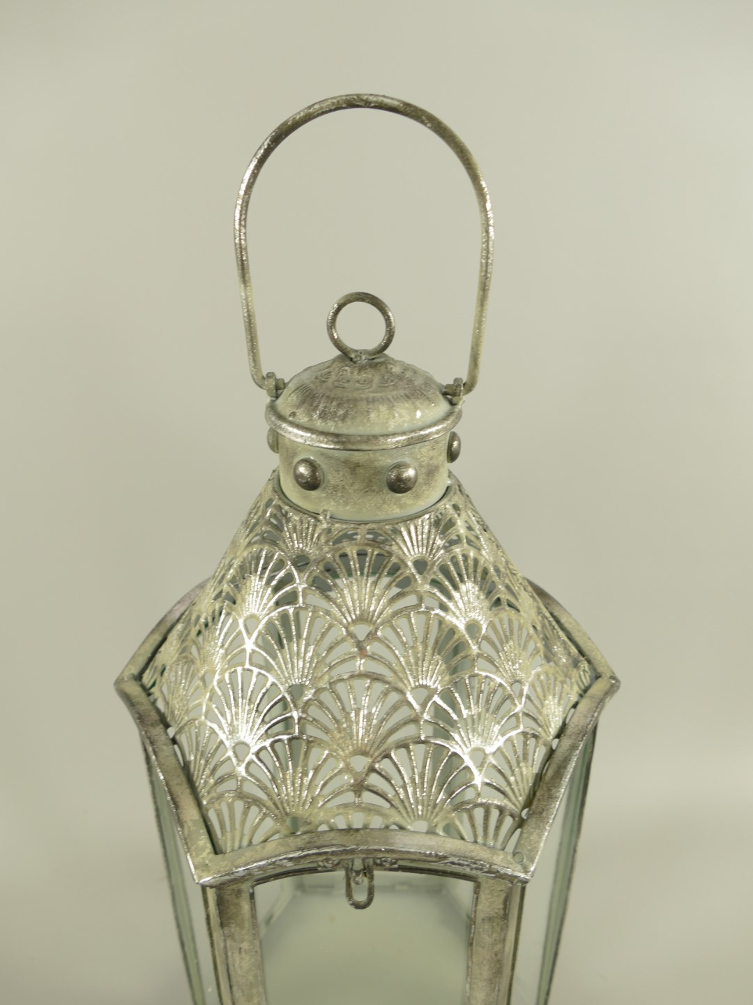 (*)Laterne silber Eisen farbe H.60cm
