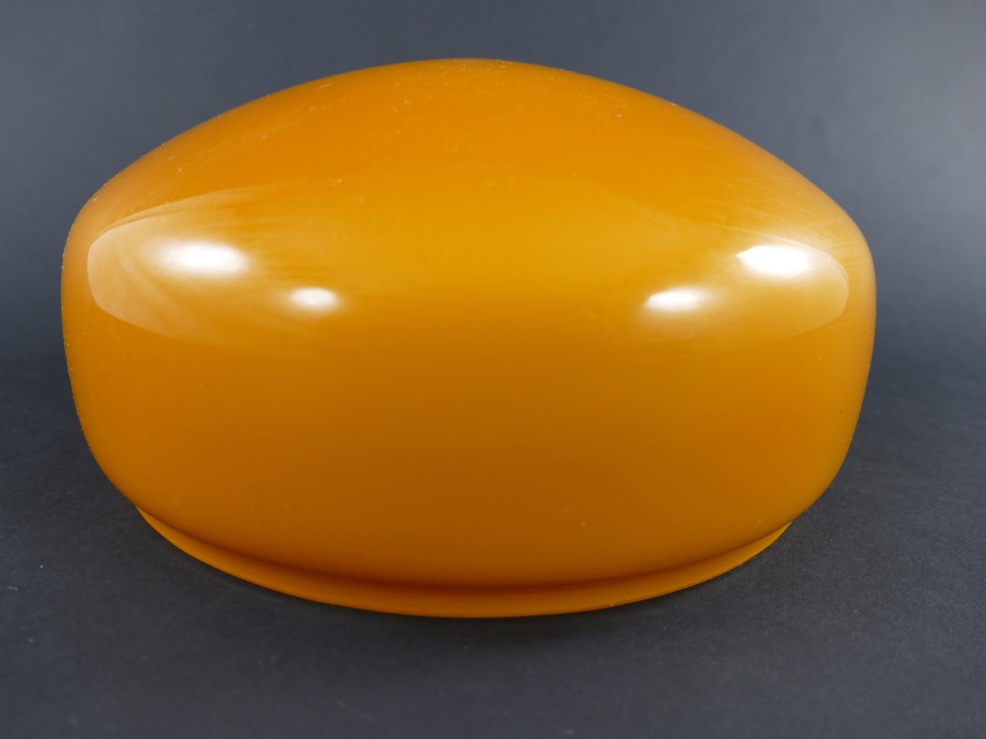 Pilzlampe Messing brün.(Glas farb. Cognac)H.37cm