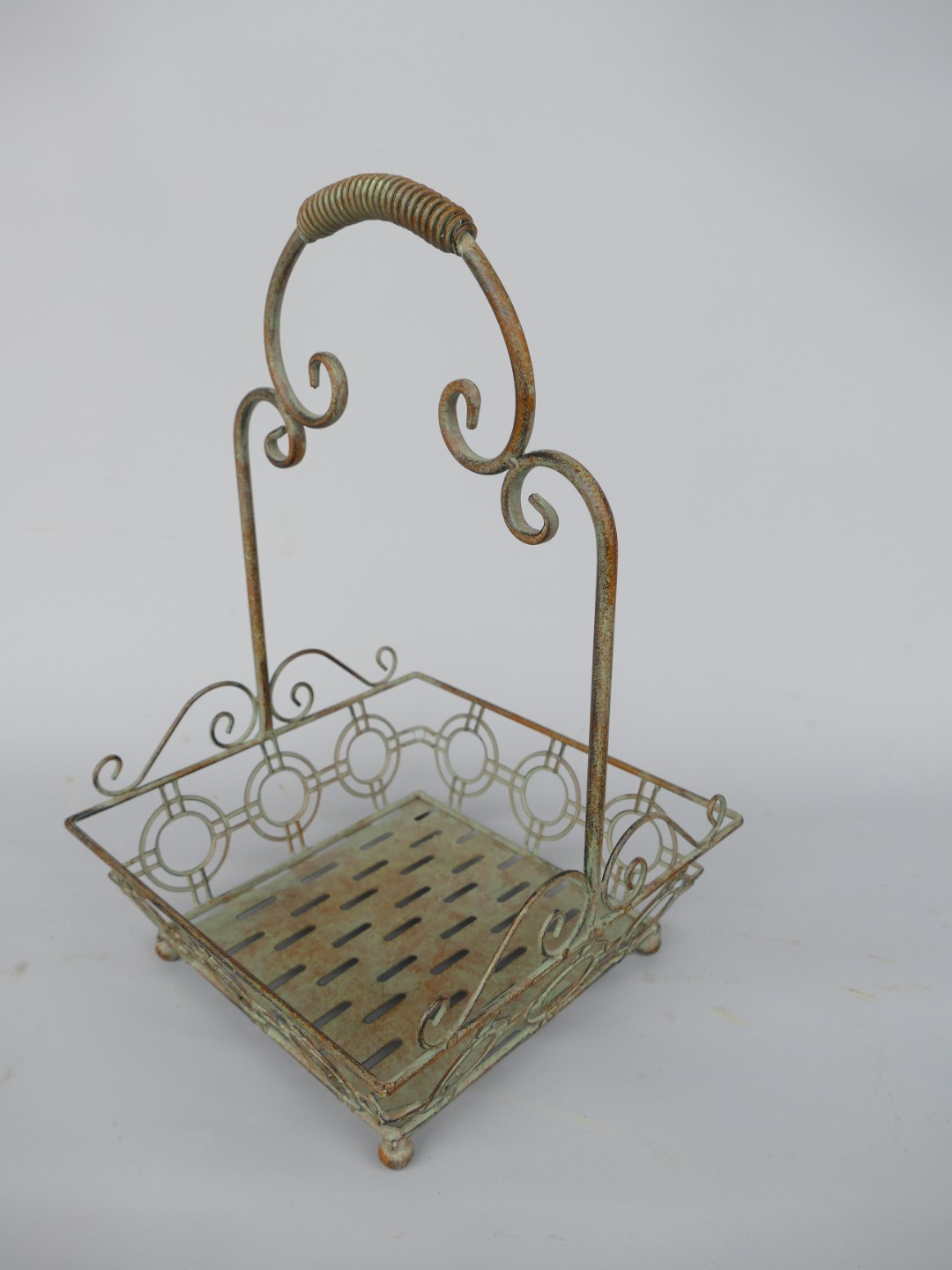 Korbset Eisen rustikal grün Set/2 H.50/43cm
