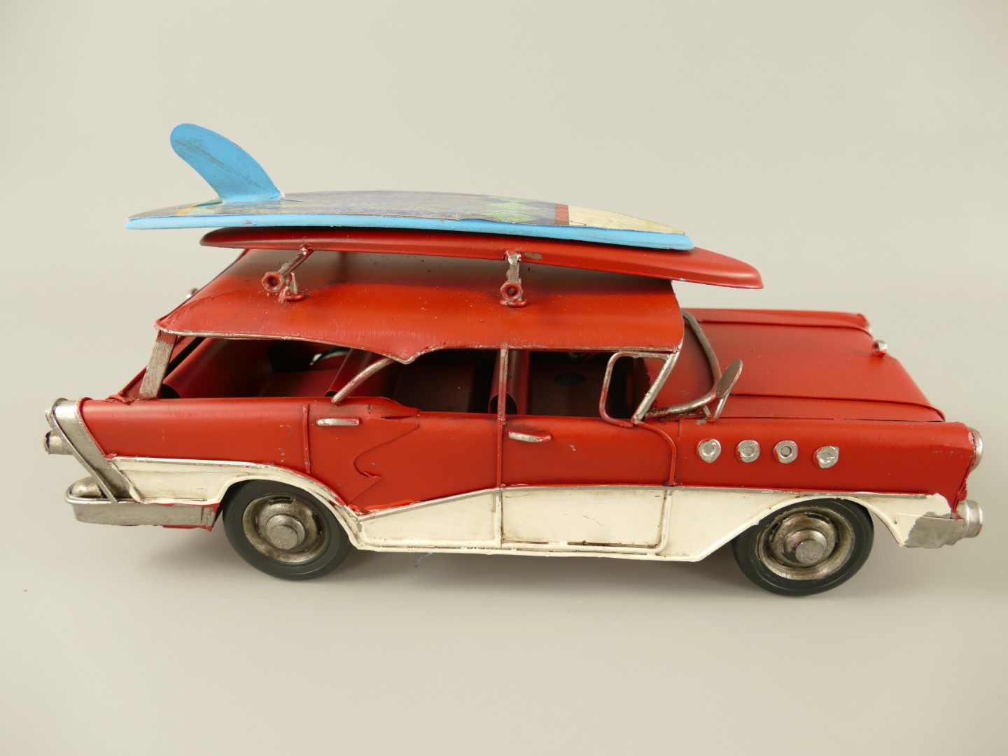 *ANG. Auto mit Surfbrett Antik Eisen L.28cm