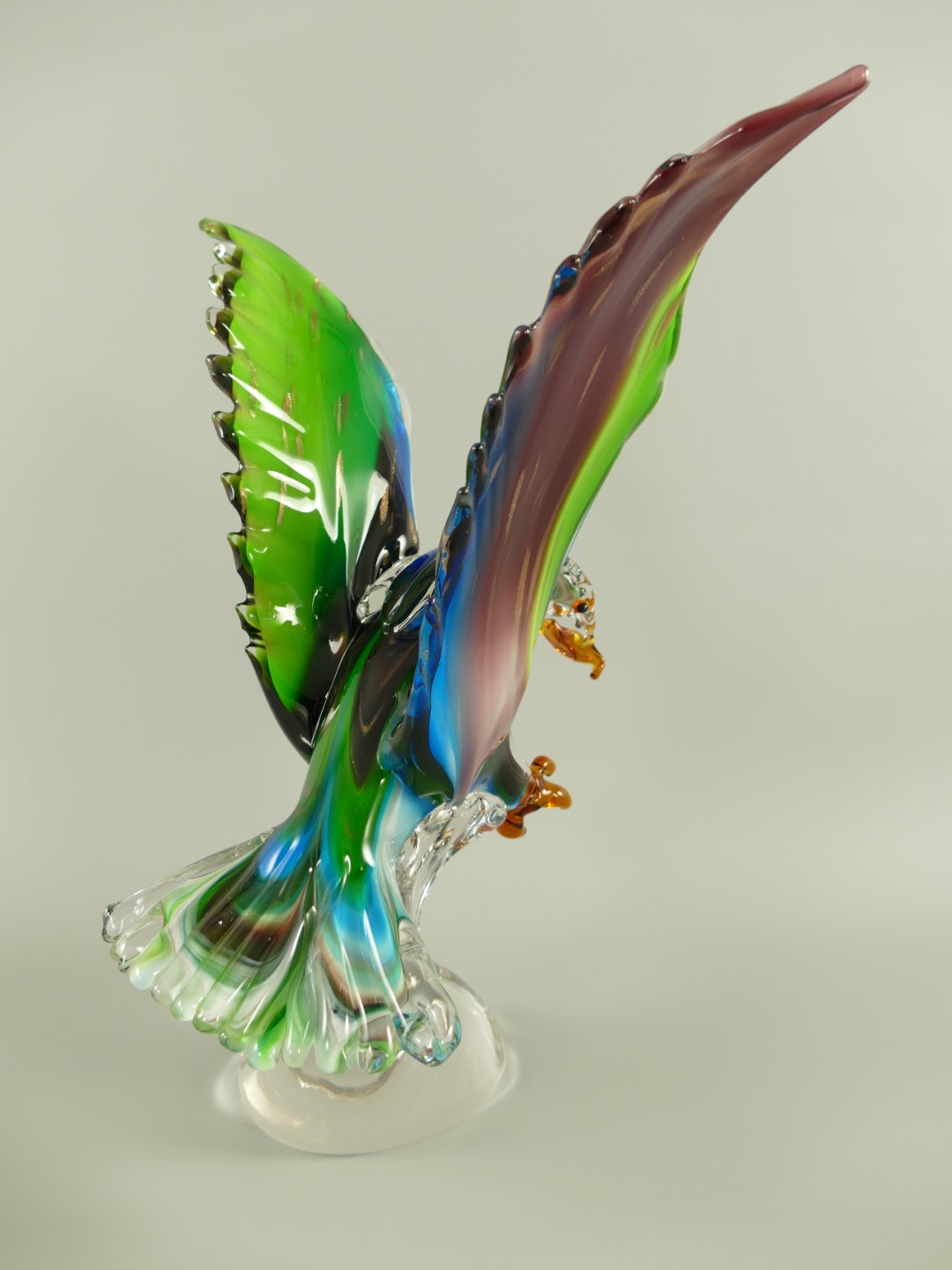 Glasfigur Vogel farbe H.36cm