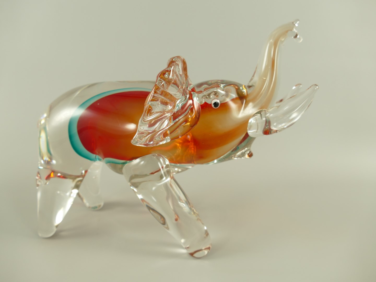 *ANG. Glasfigur Elefant farbe L.29x23cm