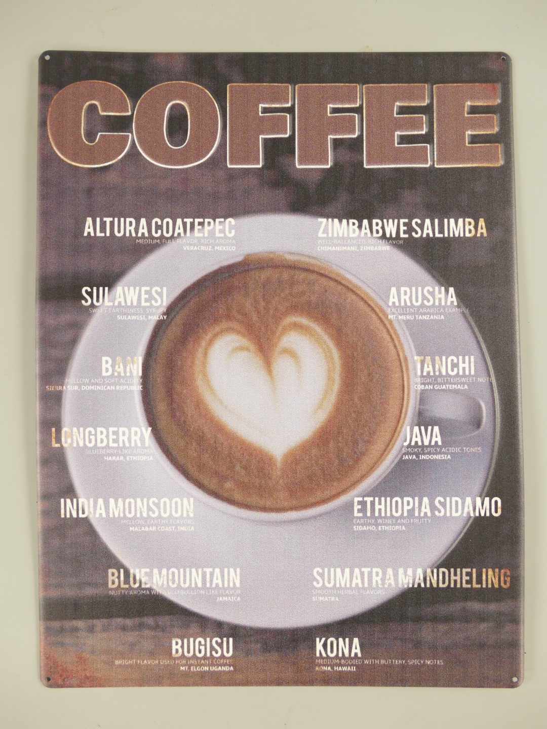 RAUS*PREIS Wandschild Coffee divers Sprache H.42cm