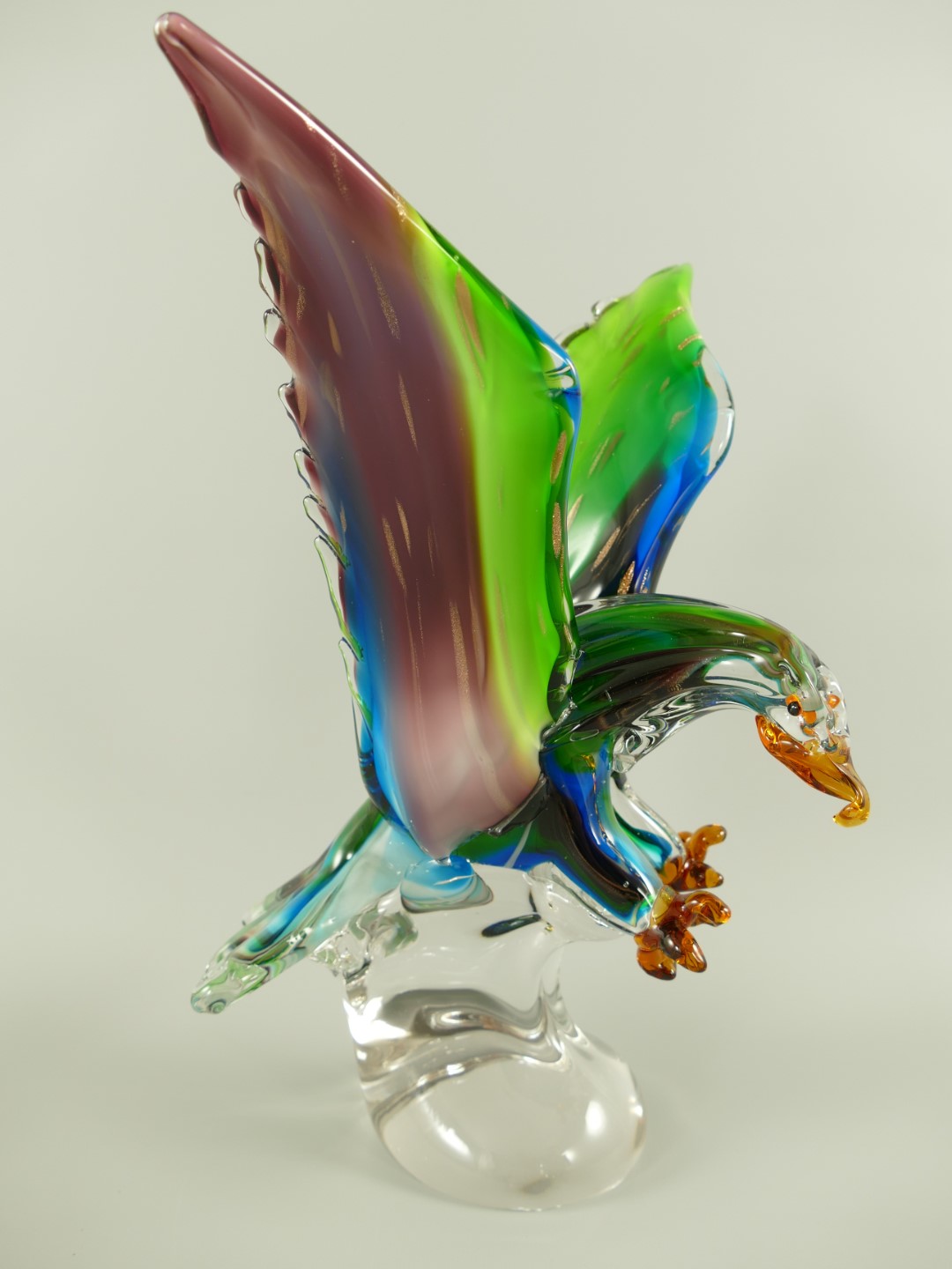 Glasfigur Vogel farbe H.36cm