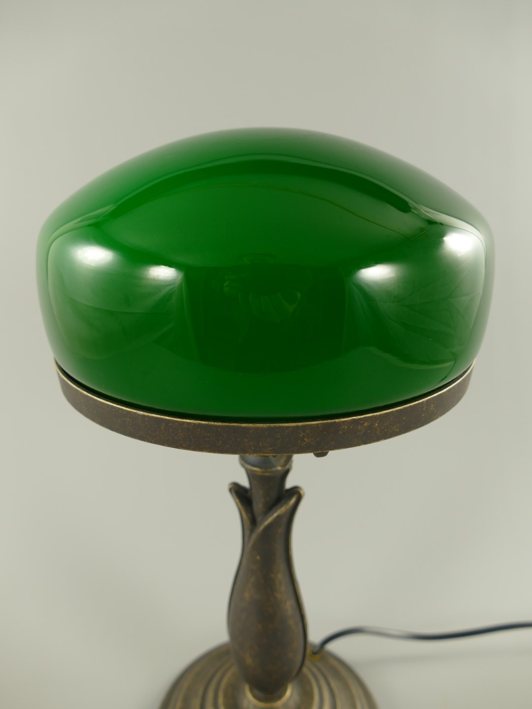 Pilzlampe Messing brün.(Glas grün 162.PS-G) H.38cm