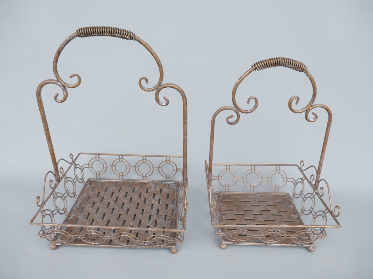 Korbset Eisen Kupfer farbig Set/2 H.50/43cm