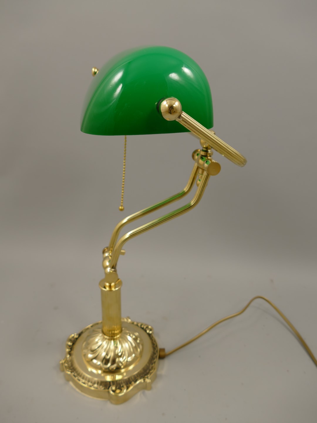 Bankerslampe Messing Glas grün H.45cm