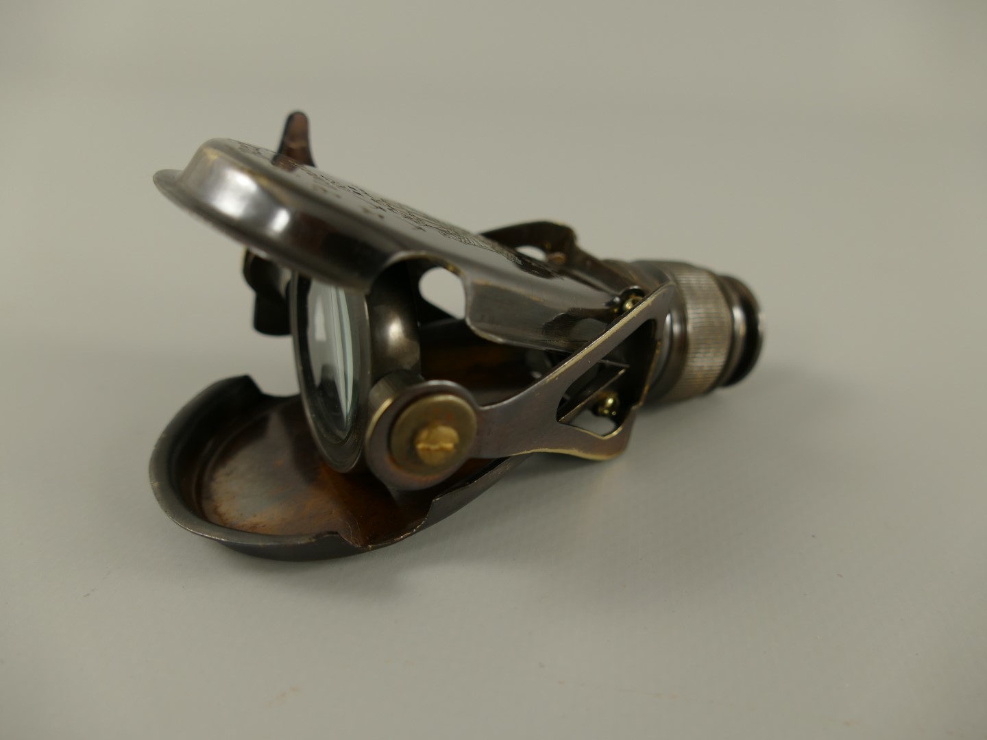 Fernrohr Messing brüniert Leder box L.10cm