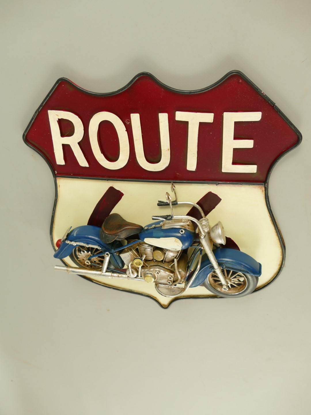 *ANG. Wandschild Route*66 Motor Eisen H.33x32cm