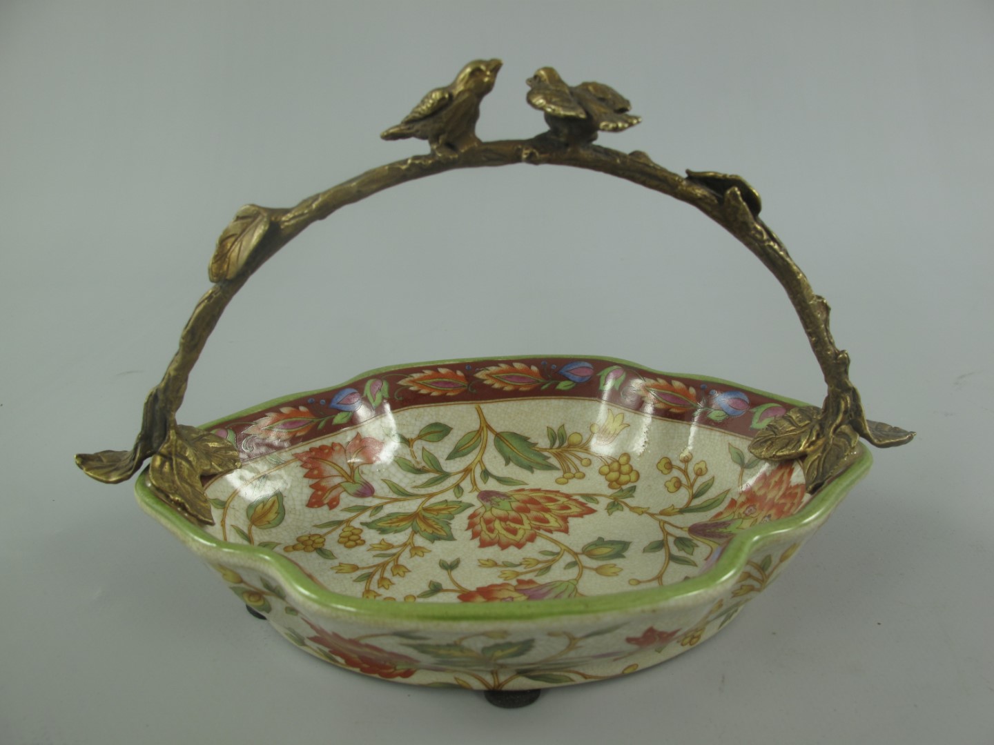 Schale FARBIG!! Porzellan/Messing L.20x13x13cm