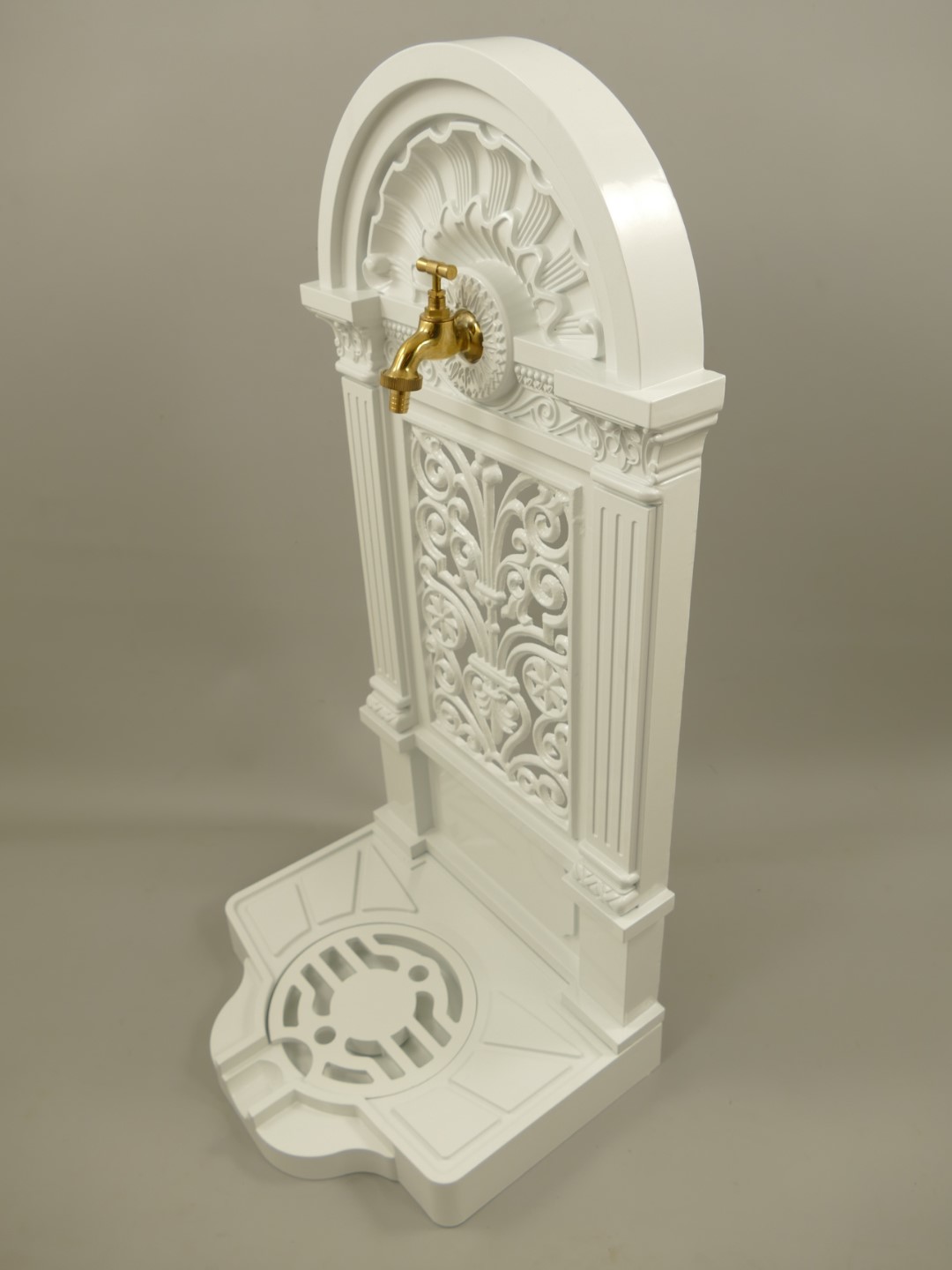 Stehbrunnen Alu Guß weiss H.83x40cm