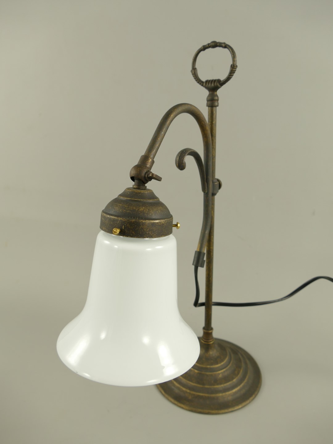 Lampe Messing brün. Schirm(215.017W) H.43cm