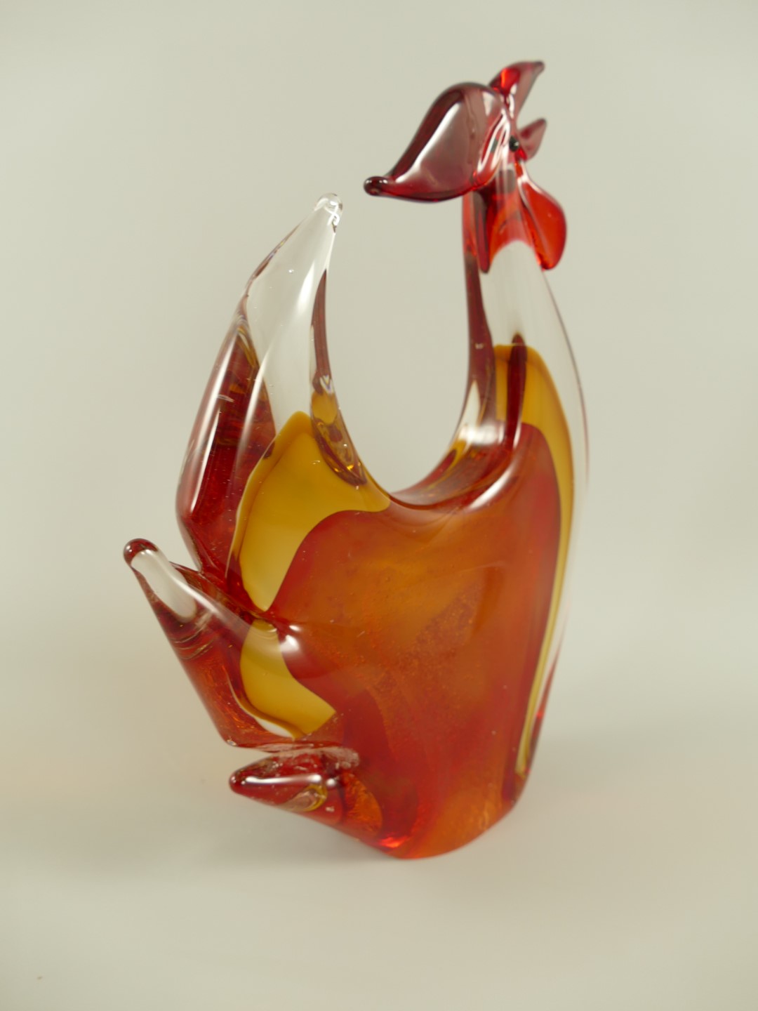 *ANG. Glasfigur Hahn farbe H.31x24cm