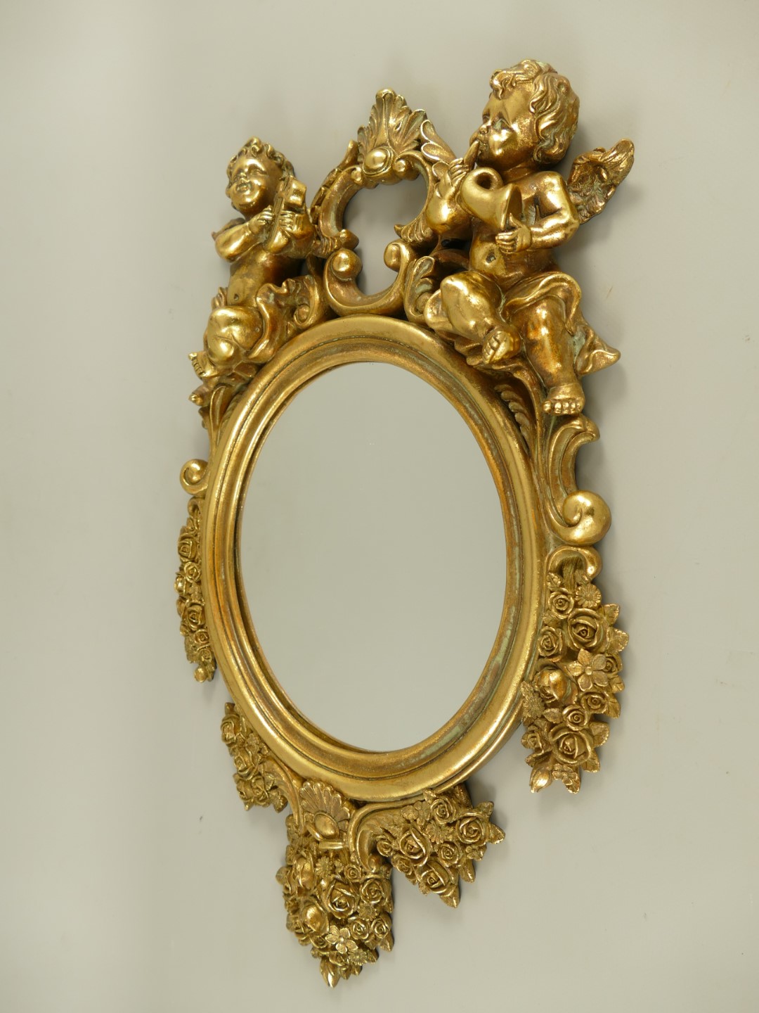Wandspiegel Engel Polystein Gold H.50cm
