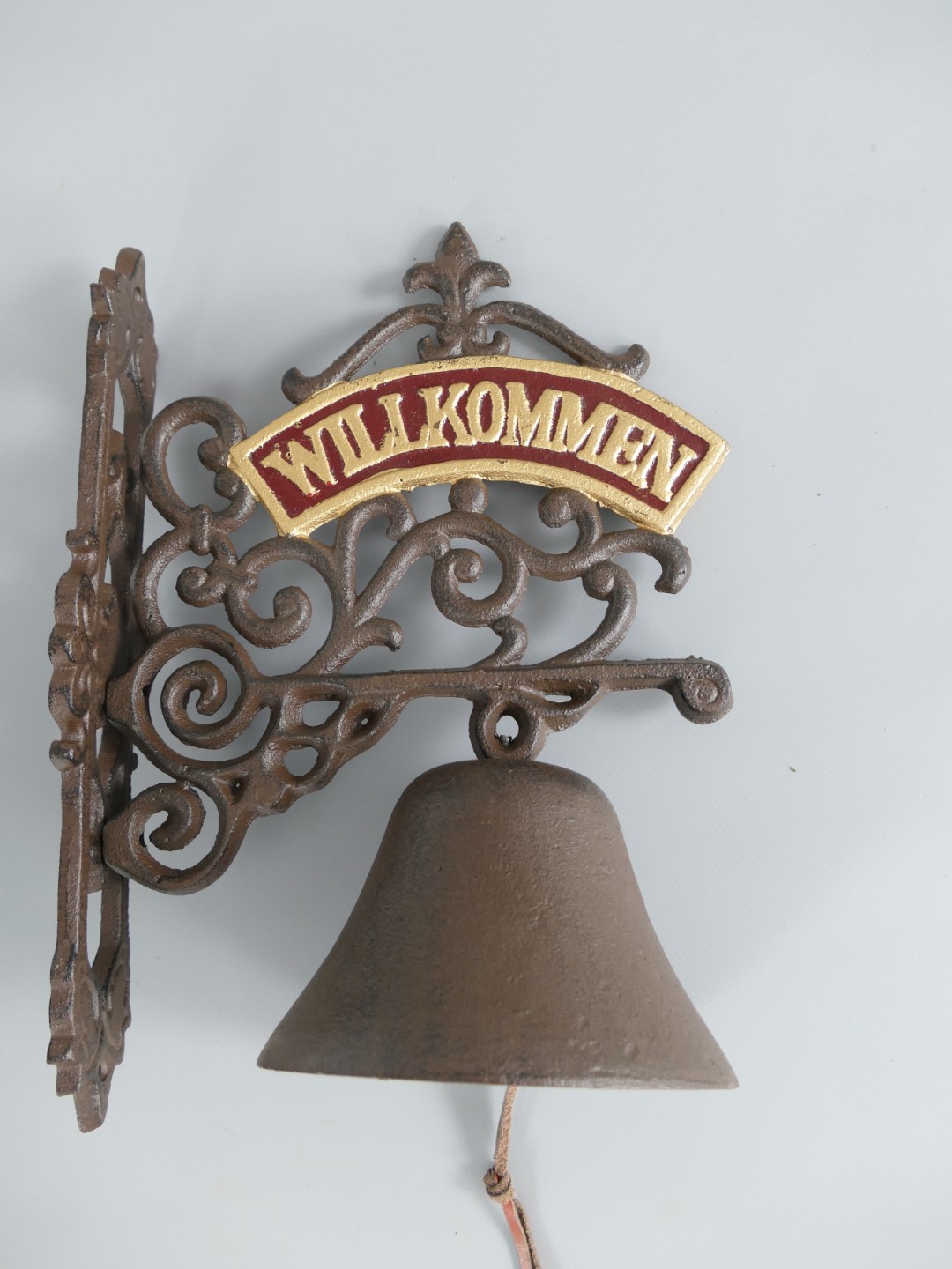 *NT Wandglocke Gußeisen Willkommen H.32cm