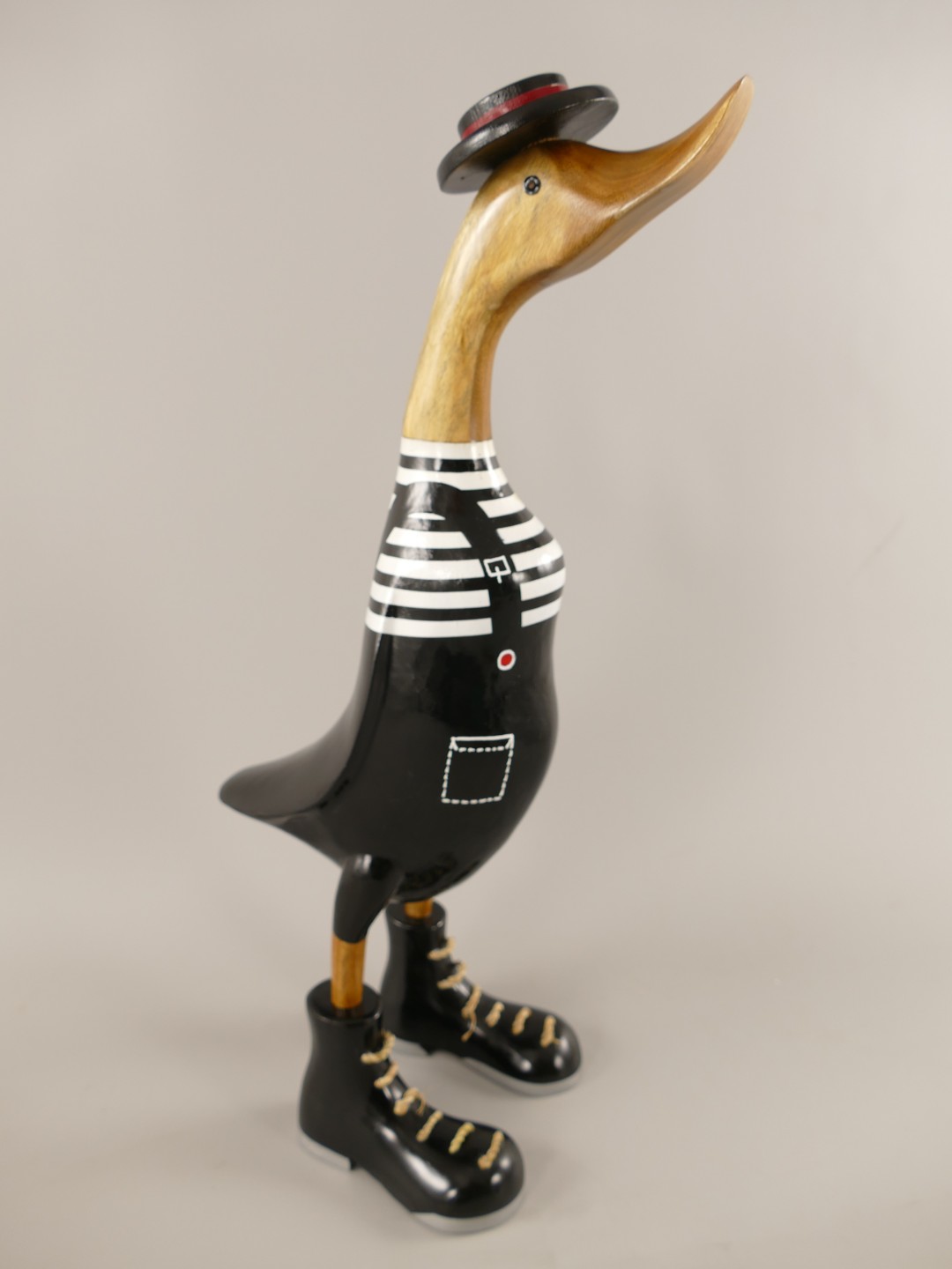 *NT TEAK Ente mit schwarzer Latzhose H.48cm