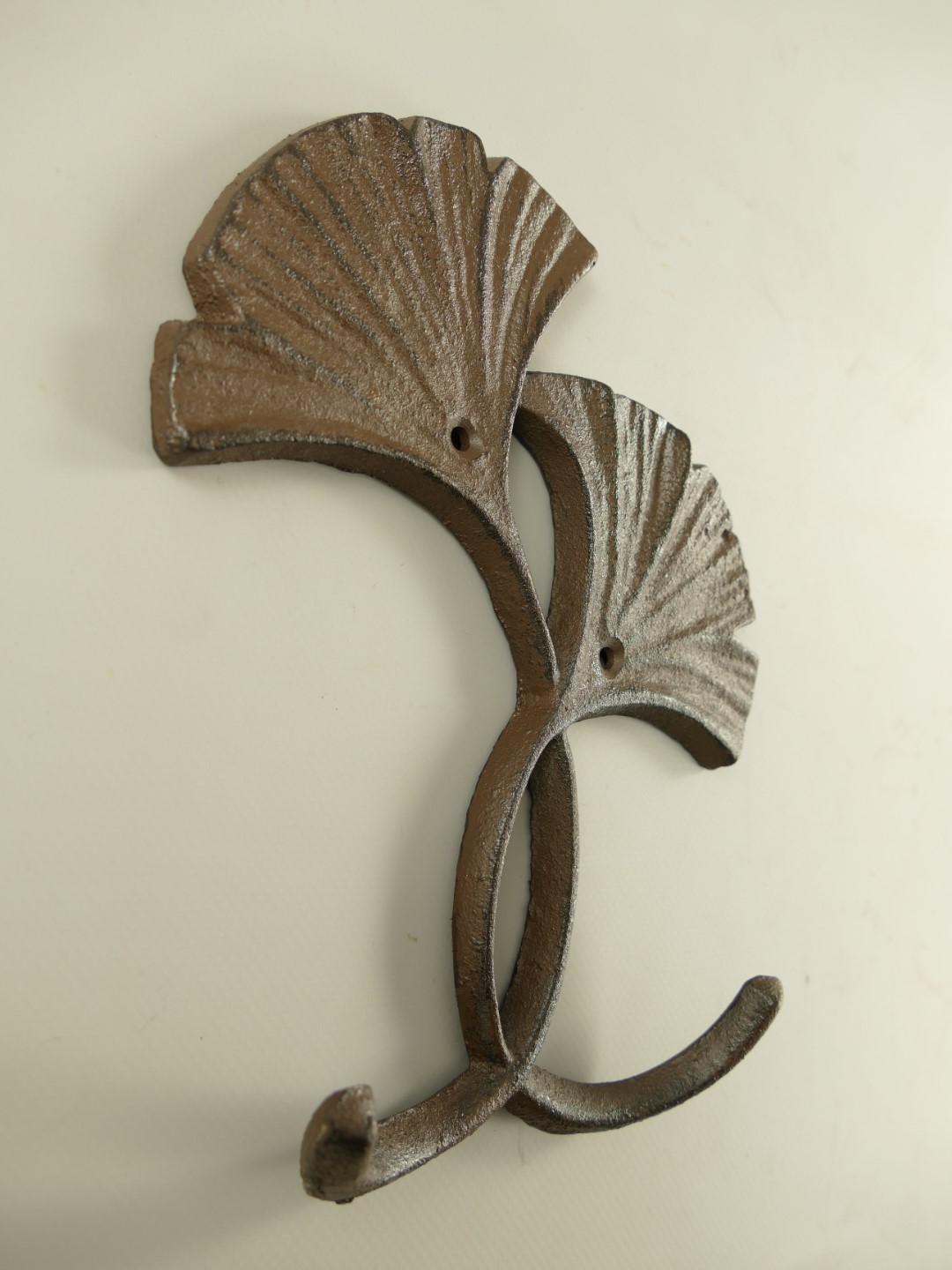 Wandhaken Blatt Gußeisen rustikal braun H.21cm