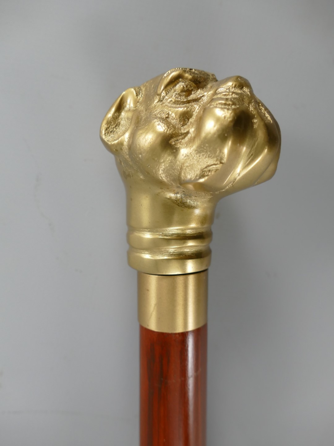 Spazierstock Hund Messing brüniert L.94cm