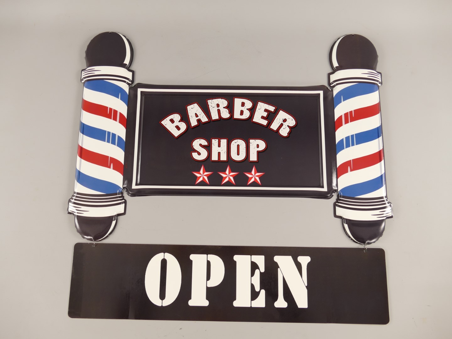 *ANG. Wandschild(Gest.)Eisen Barber Shop H.65x69cm