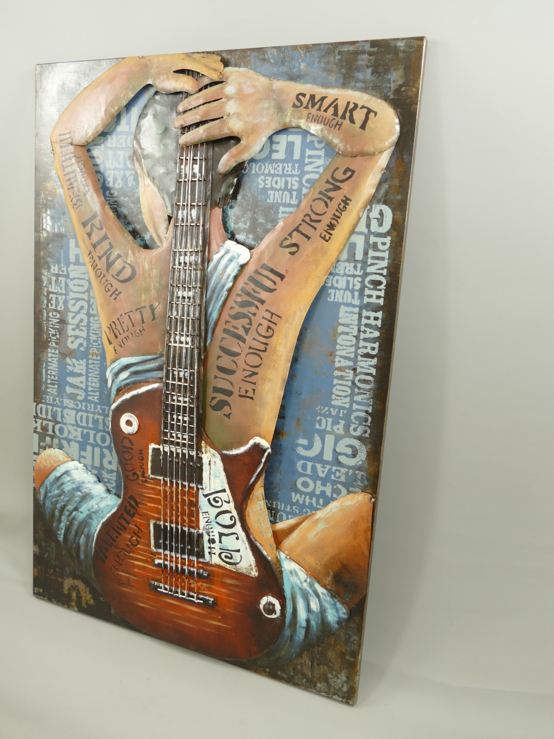 (*) Metallbild (3D) Frau mit Gitarre H.120x80cm