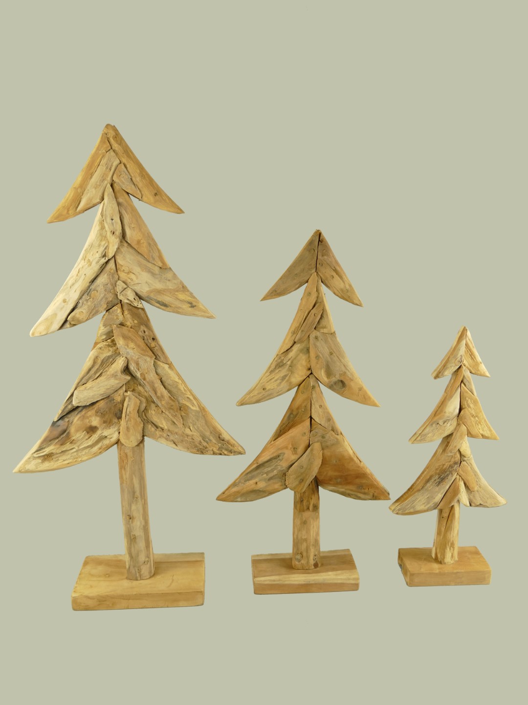 *A? *NT Weinachtsbaum Set/3 Teak H.60/80/100cm SET