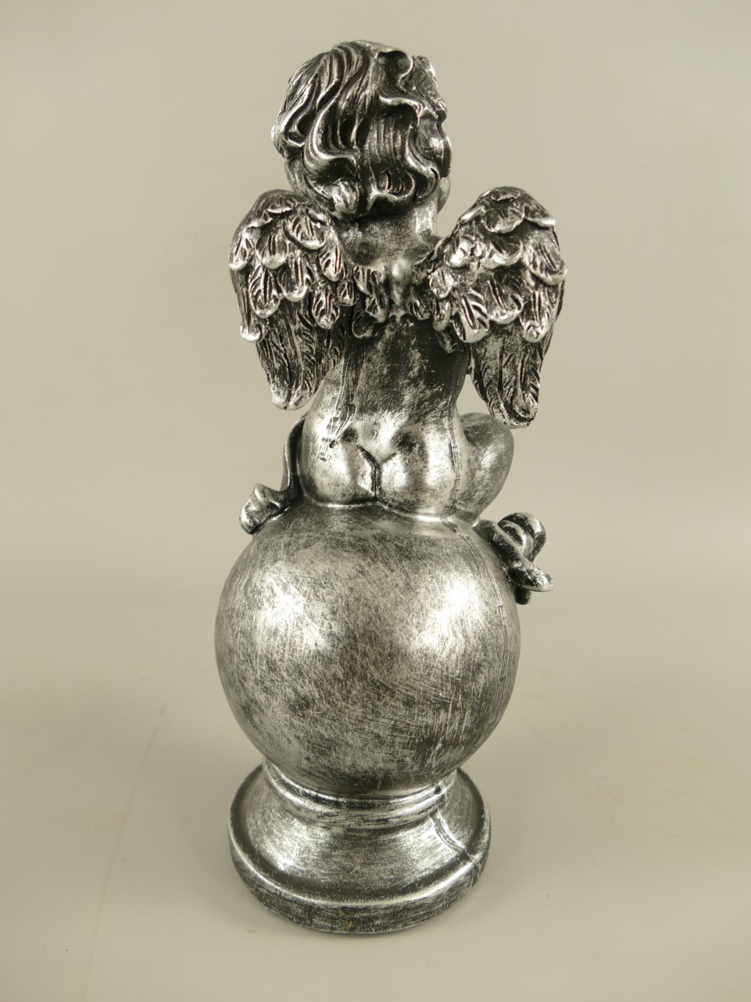 Engel Polystein Silber farbig H.30cm