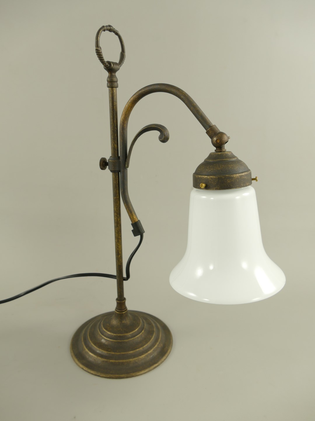 Lampe Messing brün. Schirm(215.017W) H.43cm