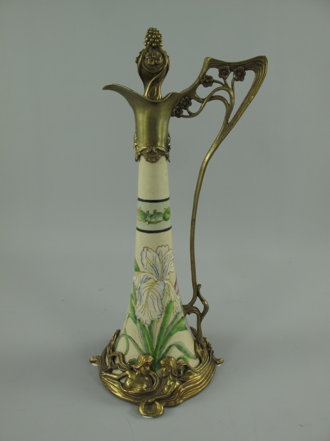 *A? Porzellan/Messing Jugendstil Flasche H.35x16cm