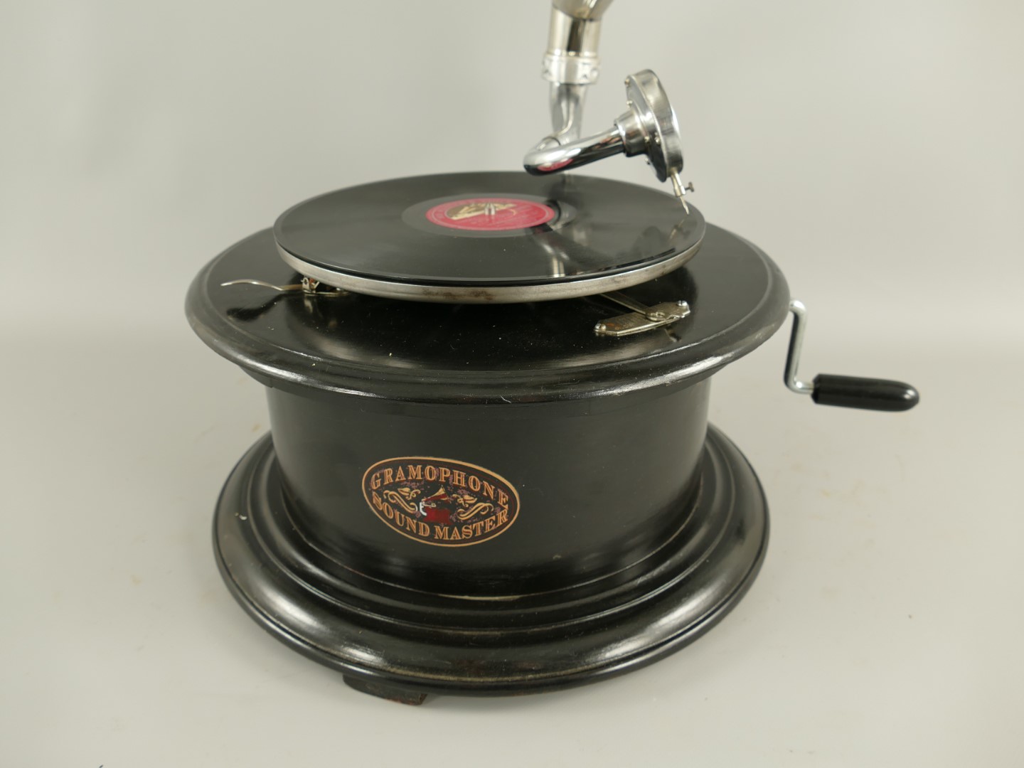 Grammophon Holz/vernickelt rund(Deko) H.66cm