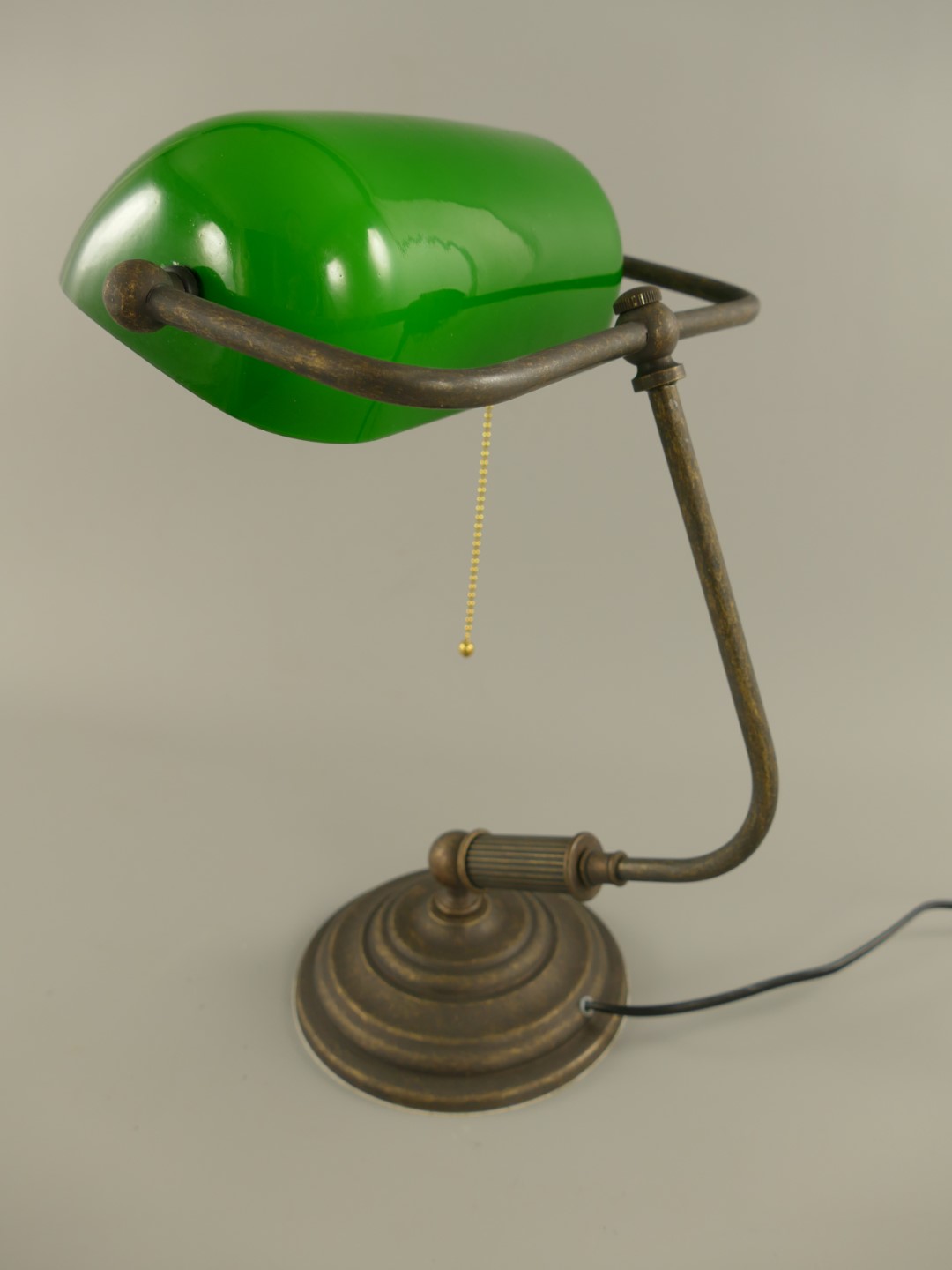 Bankerslampe Messing brüniert Glas grün H.38x27cm