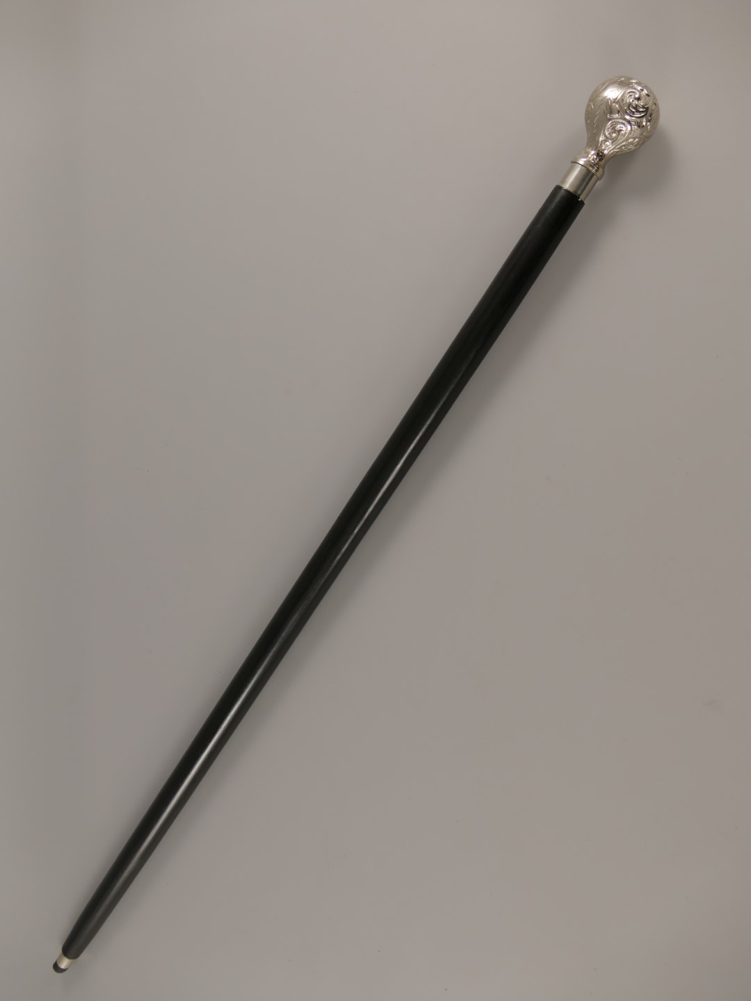 Spazierstock schwarz Holz/vernickelt L.92cm