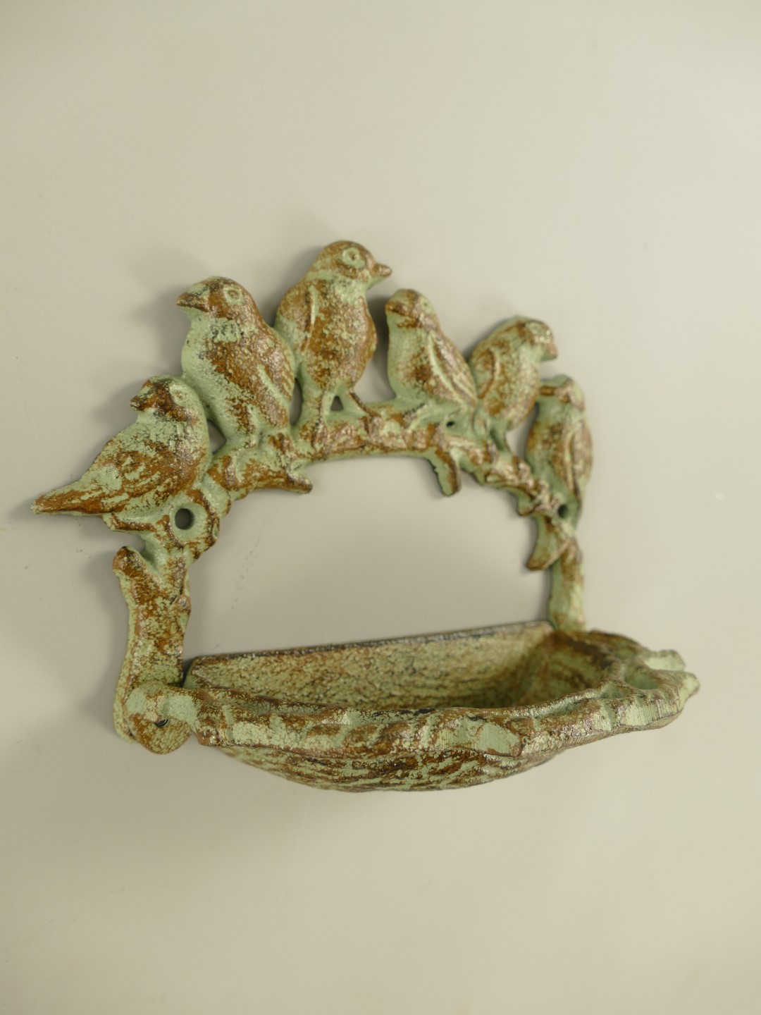 Vogeltränke Gußeisen Wand farbig L.18cm