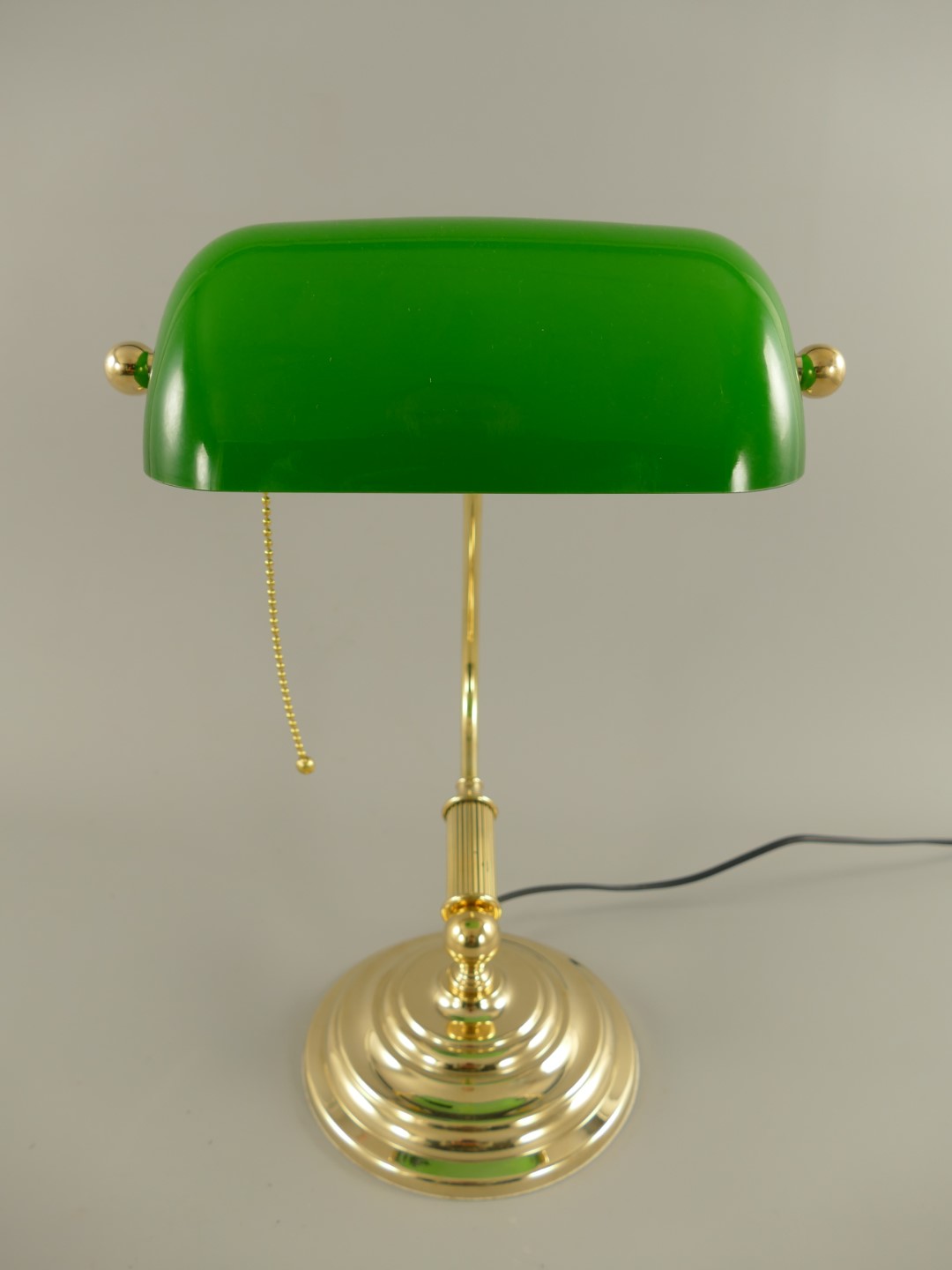 Bankerslamp Messing Glas grün H.38x27cm