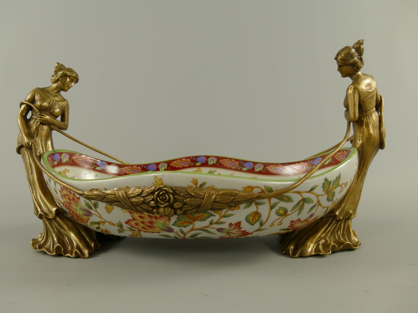 Schale FARBE Porzellan/Messing L.40x21cm