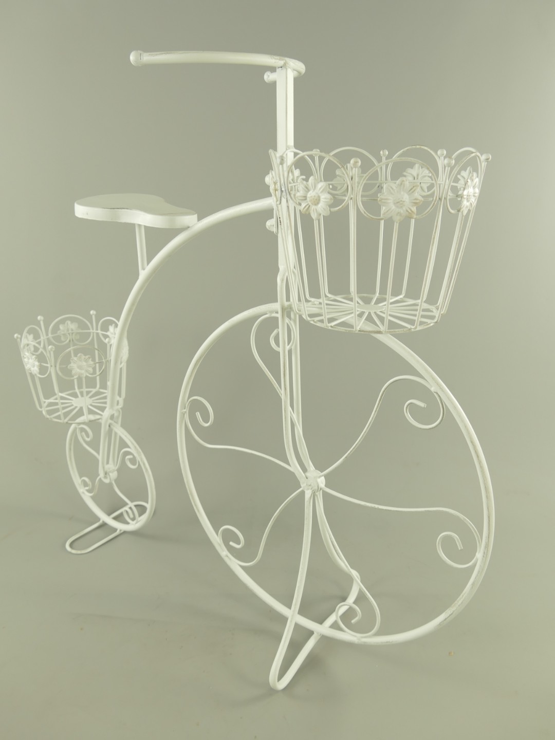 (*S) Blumen FAHRRAD rustik weiss L.74cm