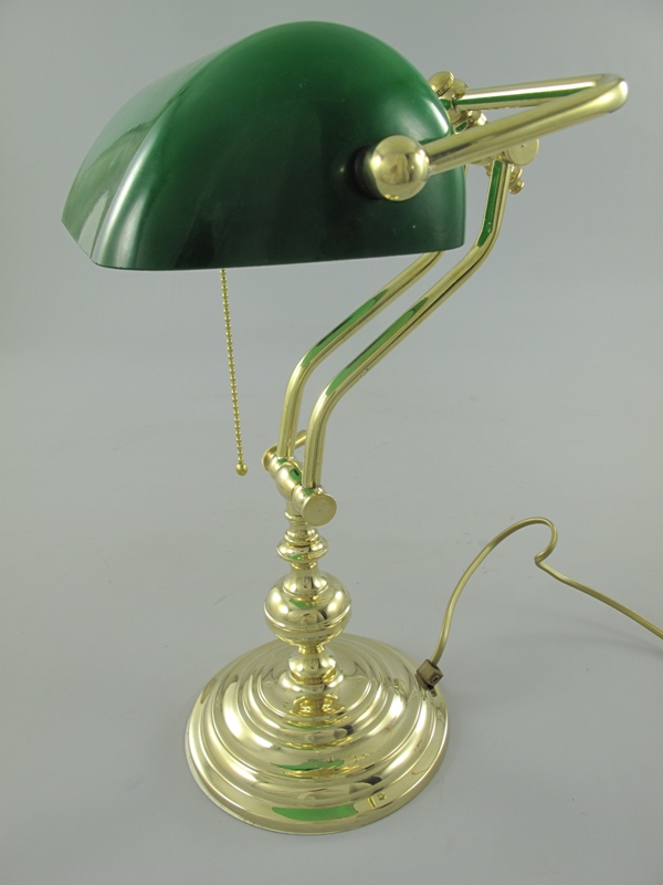 Bankerslampe Messing Glas grün H.45x26cm