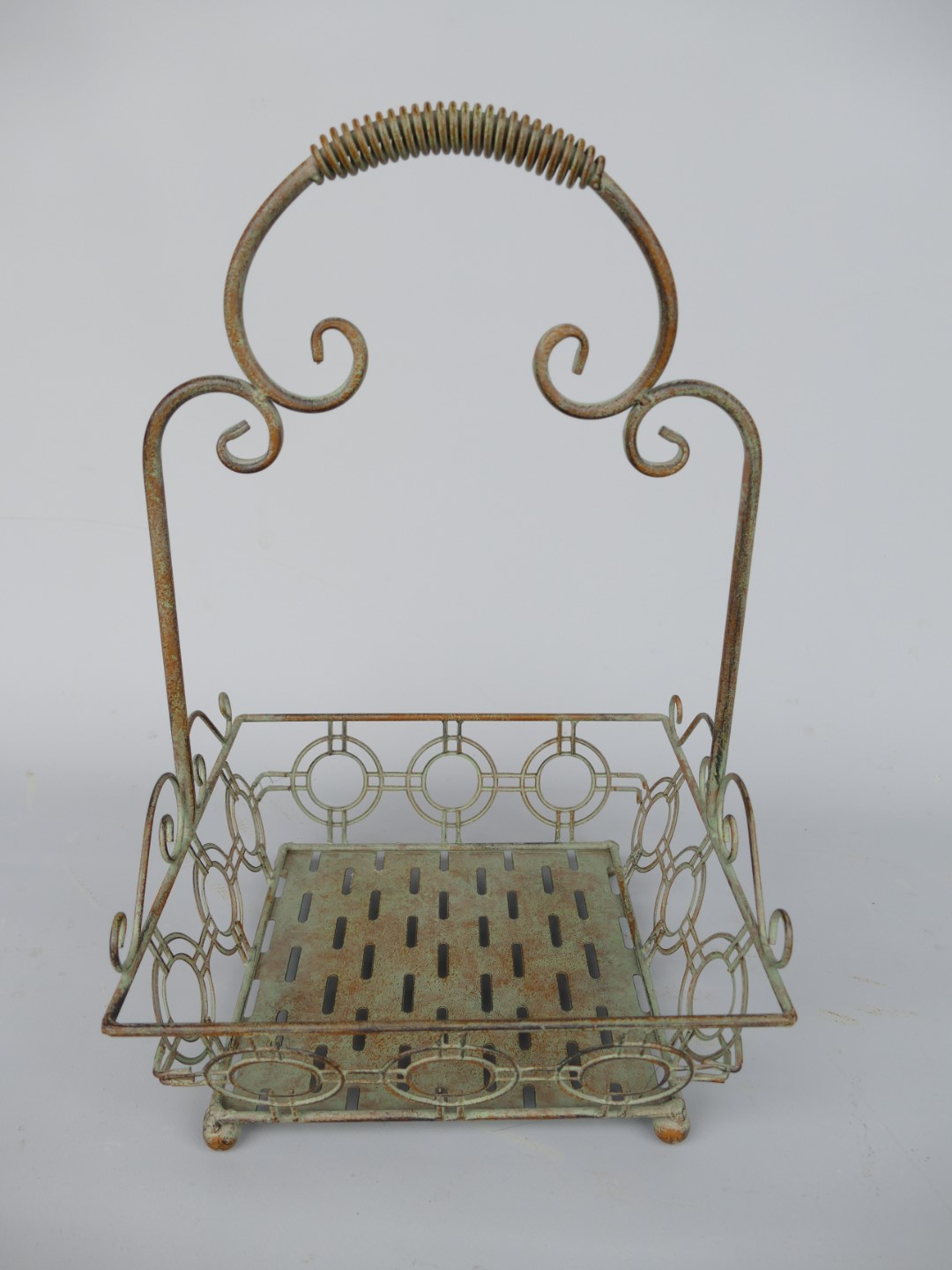 Korbset Eisen rustikal grün Set/2 H.50/43cm